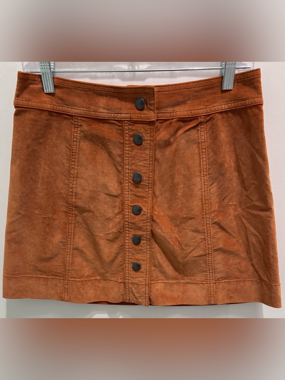 Madewell Rust Snap-Front Mini Skirt Faux Suede